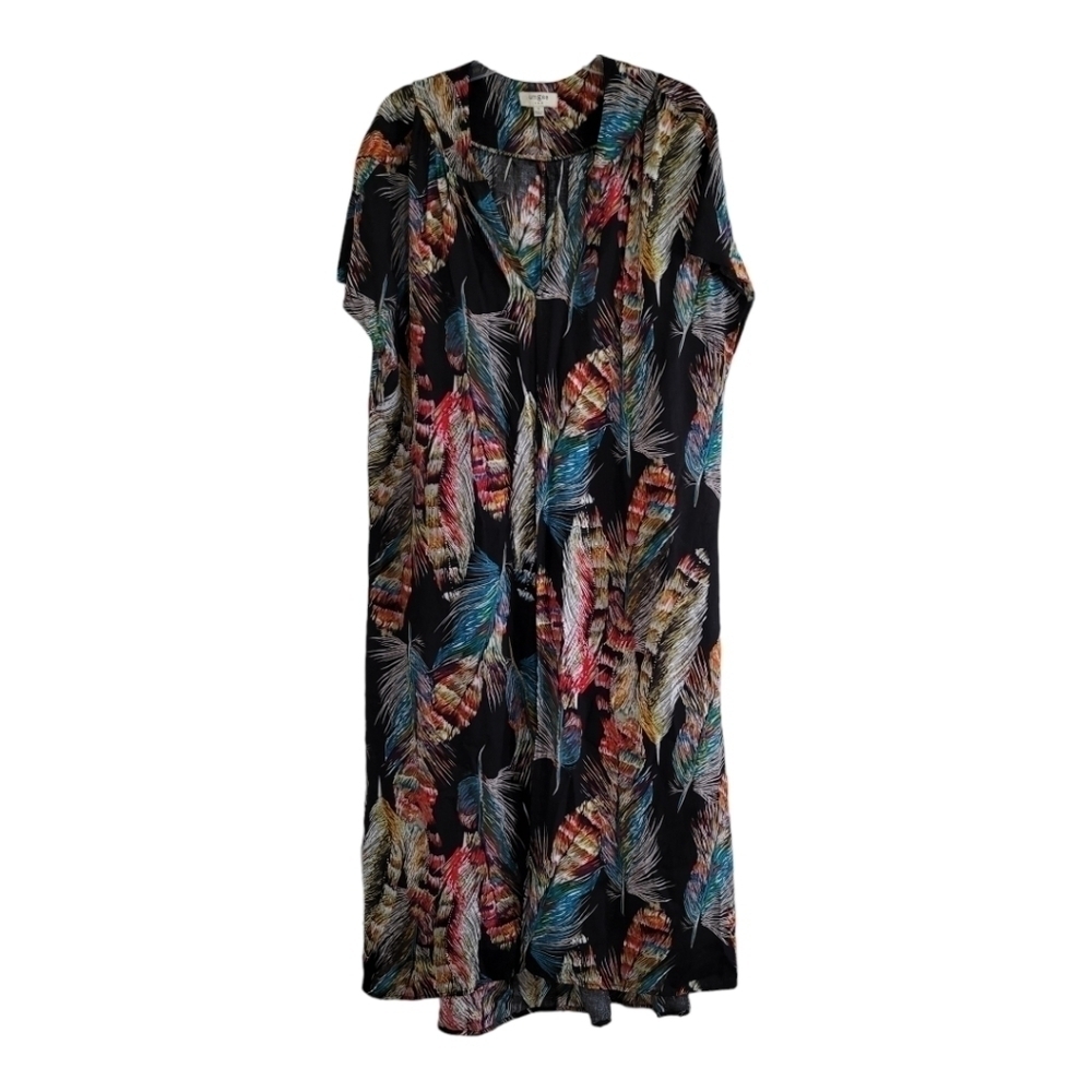 Umgee Boho Flowy Feathers Pattern Multicolor Dust… - image 2